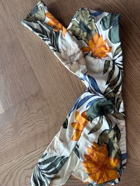 Vitamin A Cream Swim Top with Yellow & Green Floral Accent